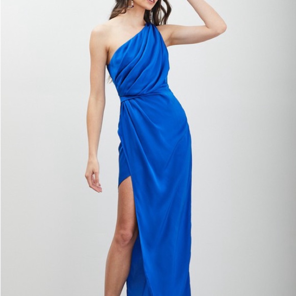 Elegant Blue One-Shoulder Dress